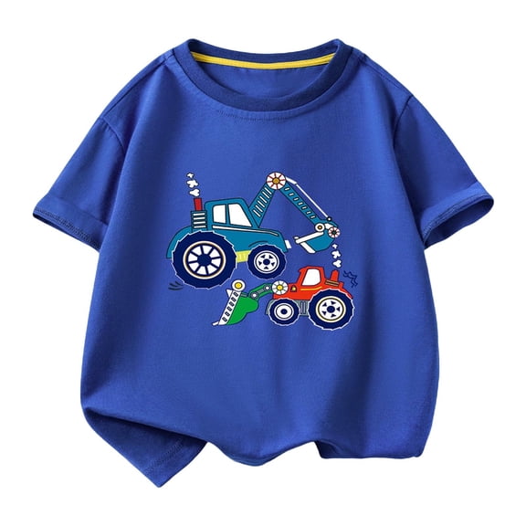 Qingpeng Toddler Boys Casual Graphic Tee Cute Pattern Print Shirt for Little Boys Girls