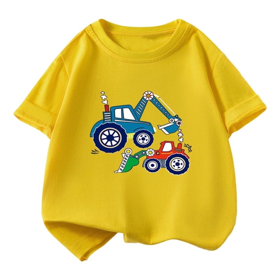 Qingpeng Toddler Boys Casual Graphic Tee Cute Pattern Print Shirt for Little Boys Girls