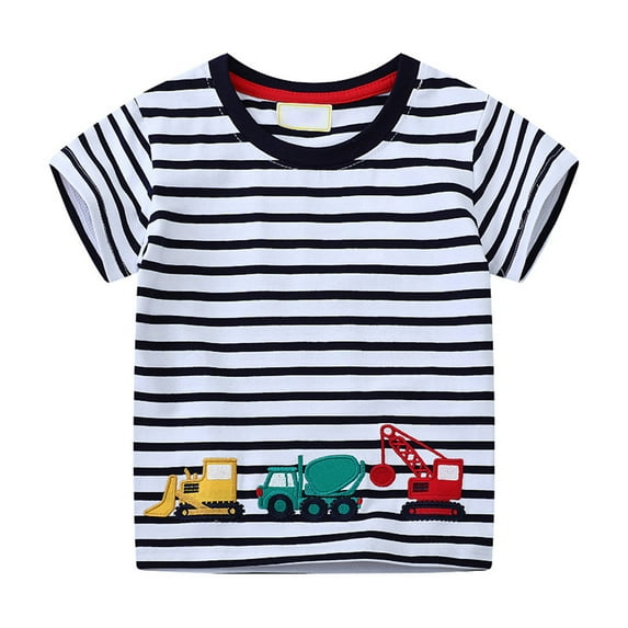 Qingpeng Toddler Construction Shirt for Toddly Boys Truck Print Toddler Kids T-Shirt Short Sleeve Excavator Tee Shirts