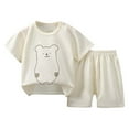 thumbnail image 1 of Qingpeng Toddler Girl Clothes Floral Plaid T-Shirt Elastic Waistband Shorts Summer Outfits for Girls, 1 of 3