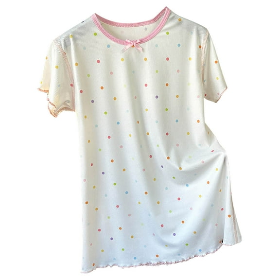 Qingpeng Toddler Girl Nightgown Short Sleeve Cotton Princess Sleepshirt Little Girls Dress