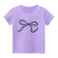 thumbnail image 1 of Qingpeng Toddler Girl's Bow Graphic Tees Short Sleeve Crew Neck Summer T Shirt Tops for Girls, 1 of 3
