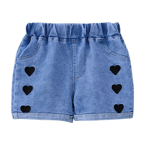 Qingpeng Toddler Girls Clothes Set-Cartoon Print Girls' Short Jean Shorts-Little Girls Size (3-7T)