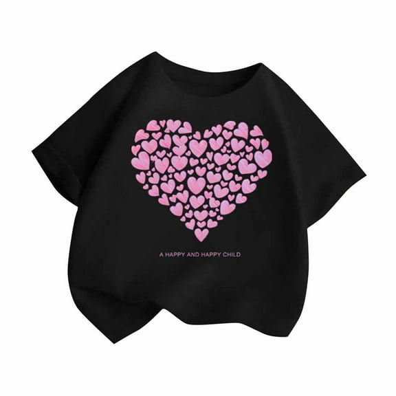 Qingpeng Toddler Girls Comfortable Shirts Cotton T Shirt Love Heart Graphic Tees