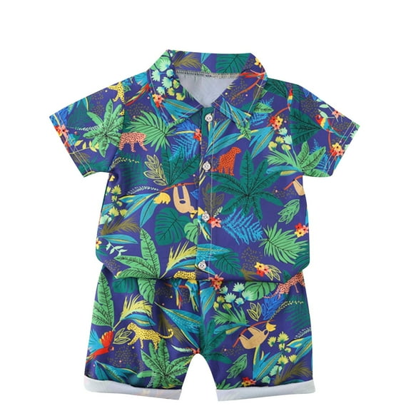 Qingpeng Toddler Swimsuit Boys Swim Set Short Sleeve Boys Swim Shirt Swim Trunks Bathing Suits