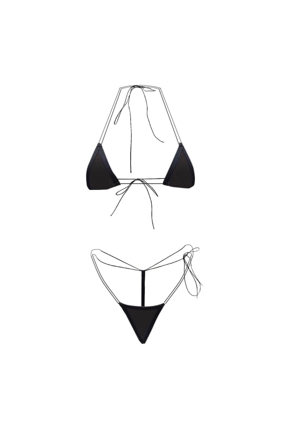 Two Piece Skorts Swimwear Micro Bikini Set for Women Triangle Mesh Spaghetti Strap Bikini 2 Piece Set