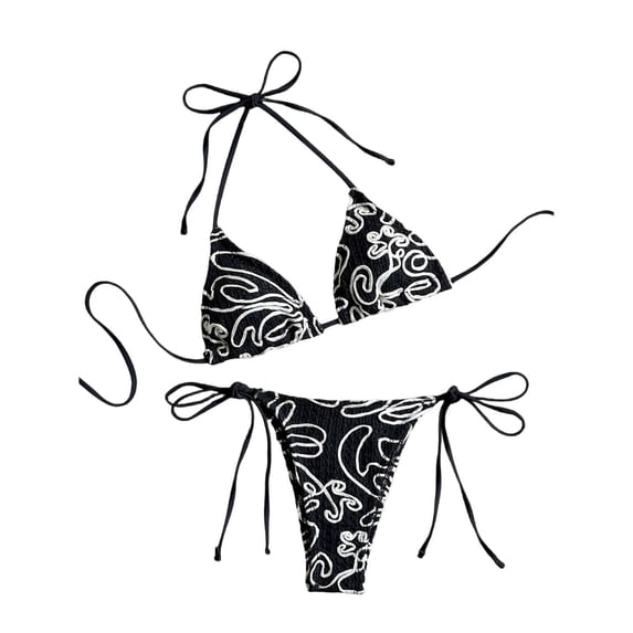 Qingpeng Two Piece Womens Striped Bikini Swimsuit Set Adjustable Strap Bathing Suit with Triangle Shorts