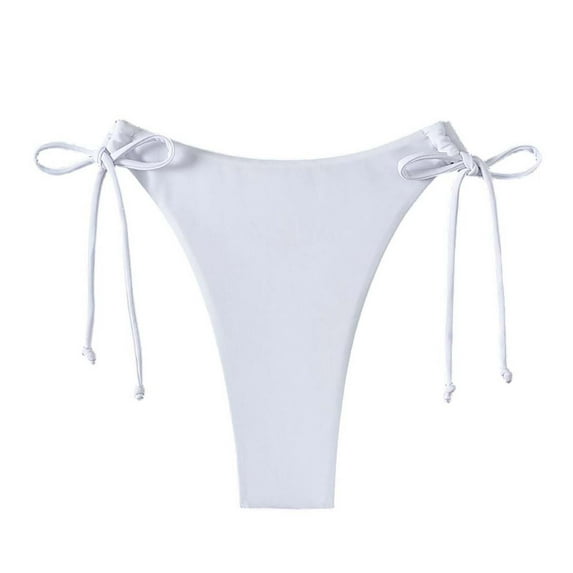 Qingpeng Women Cheeky Scrunch Bikini Bottom Tie String Swimsuit Bottom Low Rise Swim Bathing Suit Bottom