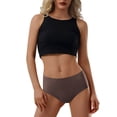 thumbnail image 1 of Qingpeng Women Mid High Waist Seamless Briefs Plus Size Breathable Ice Silk Underwear Panties Size S-XL, 1 of 8