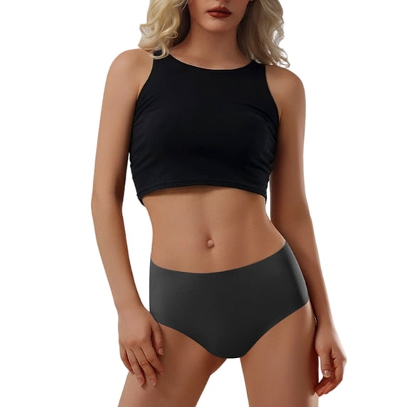 Qingpeng Women Mid High Waist Seamless Briefs Plus Size Breathable Ice Silk Underwear Panties Size S-XL