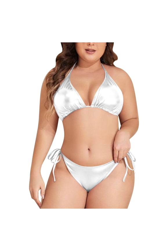 Women Plus Size 2PCS Shiny Diamond Bikini Set Bra Swimsuit Praty Bathing Suit Swimming Suit Beachwear Comfy