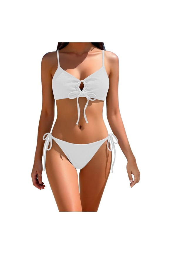 Women's Cheeky Bikini Set 2 Piece String High Cut Swimsuits Lace Up Tie Side Bathing Suits