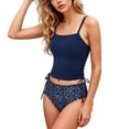 thumbnail image 1 of Qingpeng Women's Tankini Set Two Piece Swimsuit Ruched Drawstring Bathing Suits with High Waisted Bottom Rib, 1 of 8