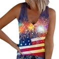 thumbnail image 1 of Qingpeng Womens American Flag Printed Ribbed Tank Tops Funny Stars Graphic Shirts Button V Neck Sleeveless Tees for 4th of July, 1 of 5