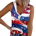 thumbnail image 1 of Qingpeng Womens American Flag Printed Ribbed Tank Tops Funny Stars Graphic Shirts Button V Neck Sleeveless Tees for 4th of July, 1 of 5