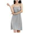 thumbnail image 1 of Qingpeng Womens Built In Bra Cami Nightgown Adjustable Spaghetti Strap Crew Neck Chemise Sleep Dress for Daily Lounge Wear, 1 of 3