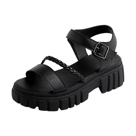 Qingpeng Womens Casual Summer Platform Sandals Textured Lug Outsole Adjustable Buckle Shoes for Comfortable Resort Wear