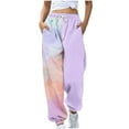 thumbnail image 1 of Qingpeng Womens Color Block Tie Dye Jogger Sweatpants Drawstring Elastic Waisted Pockets Casual Sport Pants, 1 of 5