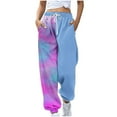 thumbnail image 1 of Qingpeng Womens Color Block Tie Dye Jogger Sweatpants Drawstring Elastic Waisted Pockets Casual Sport Pants, 1 of 5