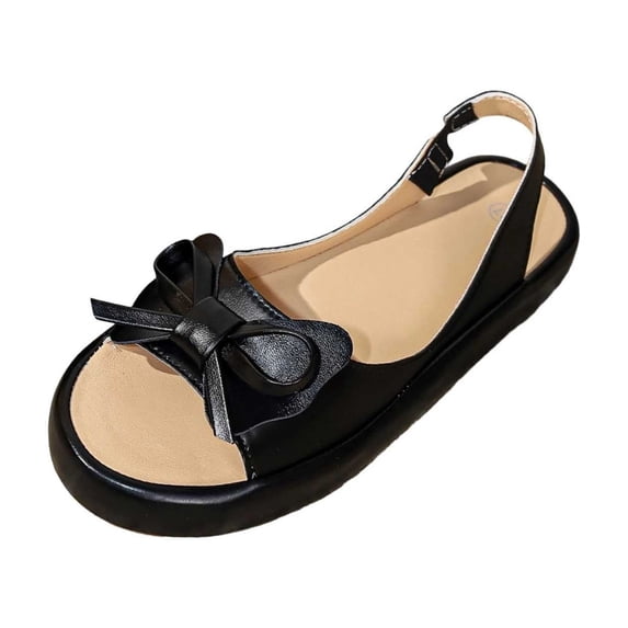 Qingpeng Womens Comfy Slingback Loafers Cushioned Footbed Bow Decor Versatile Open Side Shoes for Outings and Work