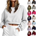 thumbnail image 1 of Qingpeng Womens Crop Zipper Up Sweatshirt Jacket Oversized Long Sleeve Lightweight Breathable Casual Street Tops Walking Loungewear, 1 of 5