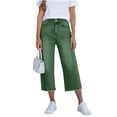 thumbnail image 1 of Qingpeng Womens Cropped Denim Wide Leg Jeans High Waisted Button Fly Capris with Back Pockets Summer Fashion Style, 1 of 9