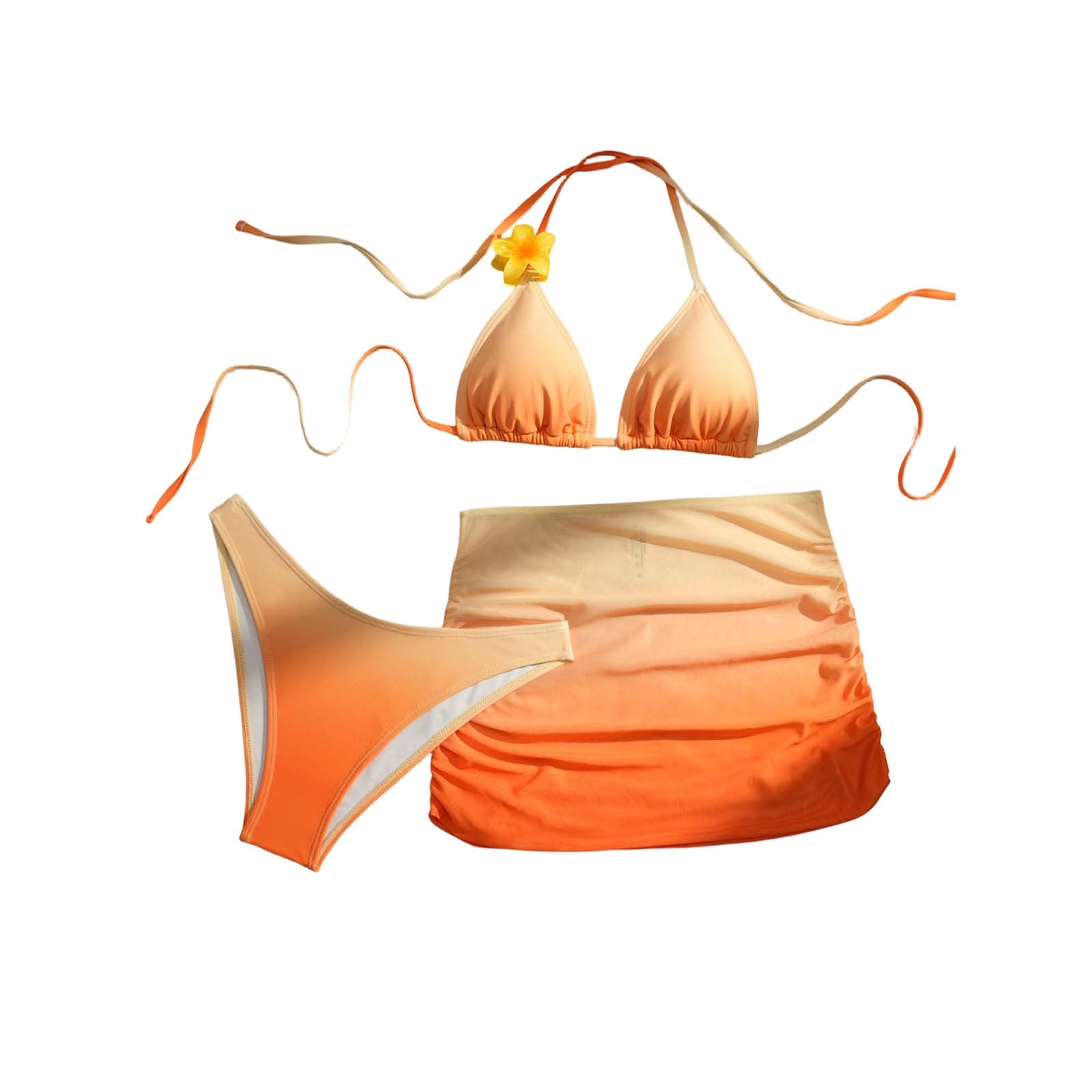 Qingpeng Womens Fashion Gradient Color Bikini Sets Halter Bra Thong ...