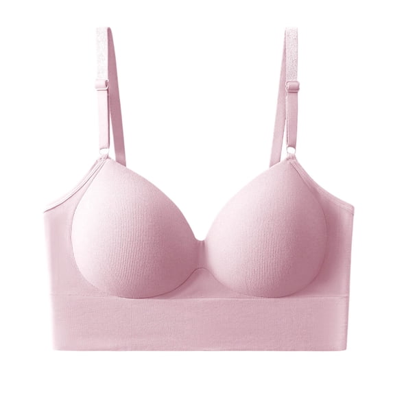 Qingpeng Womens Fashion Wireless Solid Color Bras Breathable Supportive Ajustable Spaghetti Straps Push Up Underwear Bra for Women