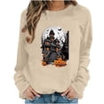 thumbnail image 1 of Qingpeng Womens Halloween Sweatshirt Crew Neck Fashion Cute Long Sleeve Fleece Crewneck Sweatshirt for Holiday Wear, 1 of 6