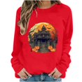 thumbnail image 1 of Qingpeng Womens Halloween Sweatshirt Crew Neck Fashion Cute Long Sleeve Fleece Crewneck Sweatshirt for Holiday Wear, 1 of 6