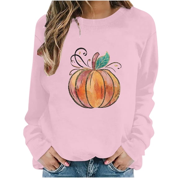Qingpeng Womens Halloween Sweatshirt Crew Neck Fashion Cute Long Sleeve Fleece Crewneck Sweatshirt for Holiday Wear
