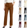 thumbnail image 1 of Qingpeng Womens High Waist Solid Suit Pants Side Pockets Straight Bootcut Business Office Formal Trousers for Work Daily Wear, 1 of 6