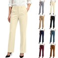 thumbnail image 1 of Qingpeng Womens High Waist Solid Suit Pants Side Pockets Straight Bootcut Business Office Formal Trousers for Work Daily Wear, 1 of 6