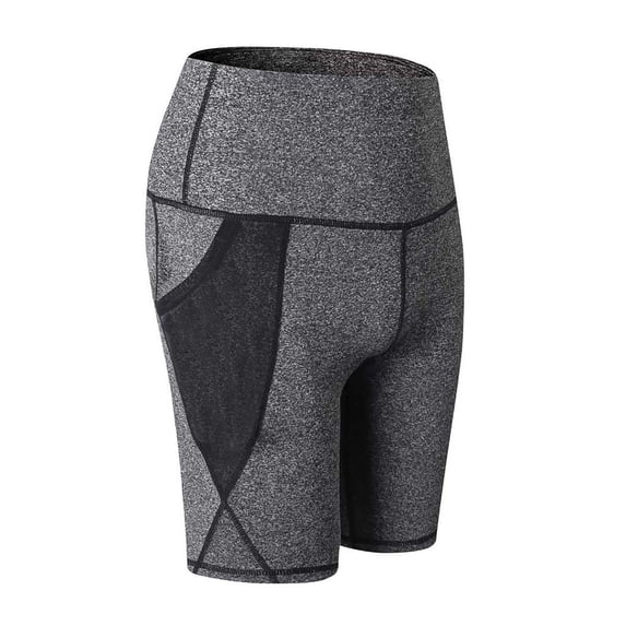 Qingpeng Womens High Waisted Biker Shorts Tummy Control Compression Stretchy Workout Yoga Shorts with Pockets