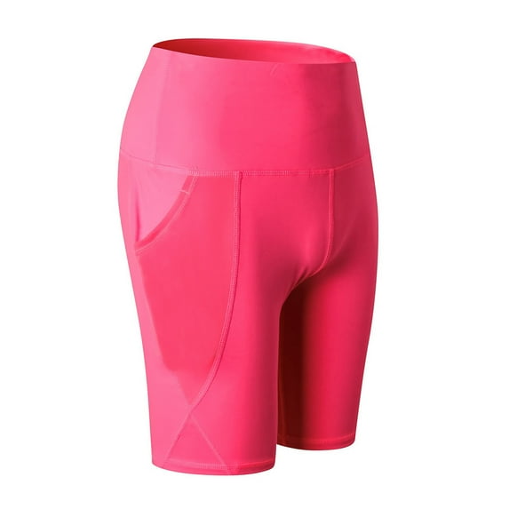 Qingpeng Womens High Waisted Biker Shorts Tummy Control Compression Stretchy Workout Yoga Shorts with Pockets