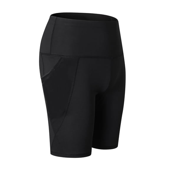Qingpeng Womens High Waisted Biker Shorts Tummy Control Compression Stretchy Workout Yoga Shorts with Pockets