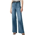 thumbnail image 1 of Qingpeng Womens High Waisted Wide Leg Denim Pants Button Front Work Jeans with Pockets for Office Work and Casual Wear, 1 of 8