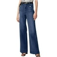 thumbnail image 1 of Qingpeng Womens High Waisted Wide Leg Denim Pants Button Front Work Jeans with Pockets for Office Work and Casual Wear, 1 of 8