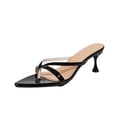 thumbnail image 1 of Qingpeng Womens Kitten Heel Thong Sandals Pointed Toe Crisscross Straps Slip On Mules for Summer Party and Vacation, 1 of 8