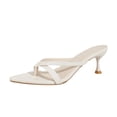 thumbnail image 1 of Qingpeng Womens Kitten Heel Thong Sandals Pointed Toe Crisscross Straps Slip On Mules for Summer Party and Vacation, 1 of 8
