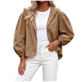 thumbnail image 1 of Qingpeng Womens Lightweight Zipper Up Hooded Jacket Balloon Sleeves Elastic Cuffs Casual Tops for Spring Fall Wear and Outdoor Activities, 1 of 6