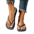 thumbnail image 1 of Qingpeng Womens Lug Sole Thong Sandals Textured Thick Footbed Wide V Strap Comfy Cushioned Summer Lounge Flip Flops, 1 of 6