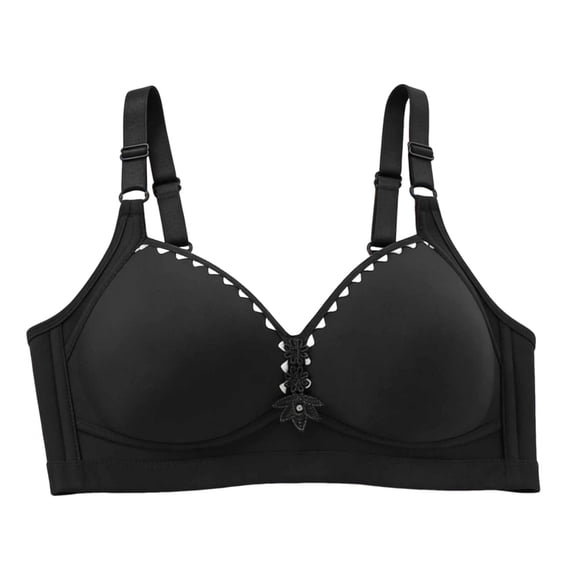 Qingpeng Womens Plus Size Push Up Bras Adjustable Strap No Underwire Decorative Floral Solid Color Bra Everyday Bralettes