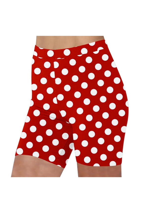 Womens Polka Dot Biker Shorts High Waisted Stretchy Slim Fit Shorts for Sporty Wear and Everyday Use