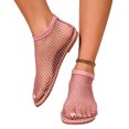 thumbnail image 1 of Qingpeng Womens Rhinestone Embellished Mesh Flat Sandals Open Toe High Ankle Design Breathable Slip On Summer Shoes, 1 of 5