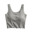 thumbnail image 1 of Qingpeng Womens Ribbed Knit Lace Trim Crop Tank Tops Bow Detail Wide Straps Sleeveless Fitted Cami Summer Loungewear Pajamas, 1 of 9