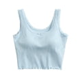 thumbnail image 1 of Qingpeng Womens Ribbed Knit Lace Trim Crop Tank Tops Bow Detail Wide Straps Sleeveless Fitted Cami Summer Loungewear Pajamas, 1 of 5