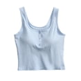 thumbnail image 1 of Qingpeng Womens Ribbed U Neck Henley Crop Tank Tops Button Placket Sleeveless Slim Fit Basic Cropped Cami Sleepwear Tops, 1 of 9