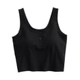 thumbnail image 1 of Qingpeng Womens Ribbed U Neck Henley Crop Tank Tops Button Placket Sleeveless Slim Fit Basic Cropped Cami Sleepwear Tops, 1 of 6