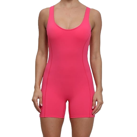 Qingpeng Womens Rompers Sports Workout Yoga Outfits Summer Running Short Jumpsuits Built in Bra Unitard Bodysuit